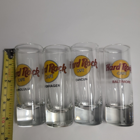 4 HARD ROCK CAFE 4” Shot Glasses - Honolulu, Cancun  4 HARD ROCK CAFE 4” Shot Glasses -  Honolulu, Cancun, Copenhagen, Baltimore